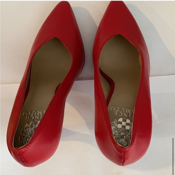 Red Leather Vince Camuto High Heels - Picture 12 of 12